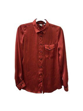 Tristan Satin Collared Long Sleeve Blouse Career Wear Old Money Women Small